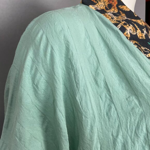 Kaftan Dress Light Green Handmade Kuwait Women Maxi Textured Fabric Pattern Trim - Picture 14 of 15